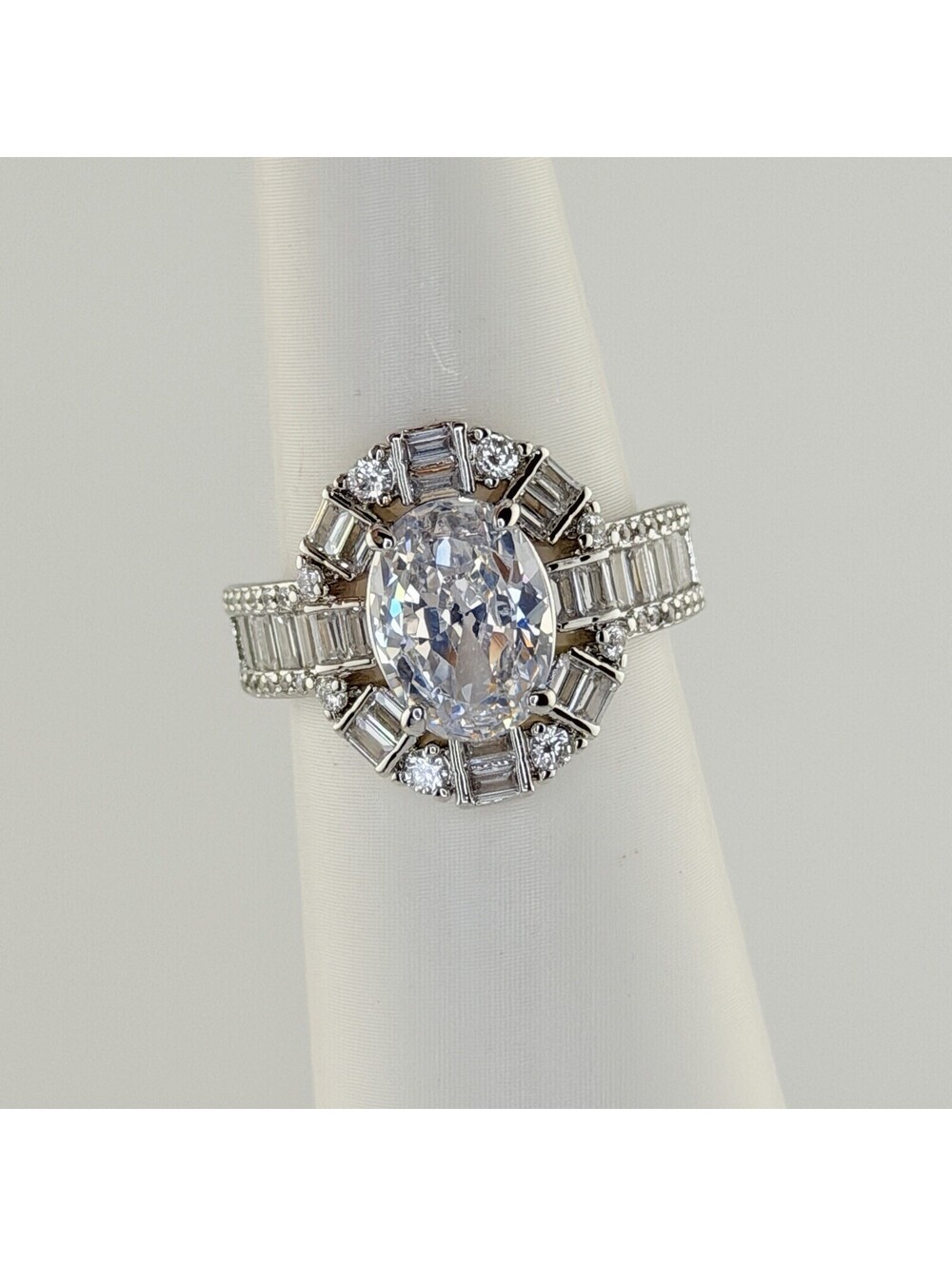 Bomb Party Ring Sz 8 "The Clarissa Ring" RG71224 Clear CZ on Rhodium
